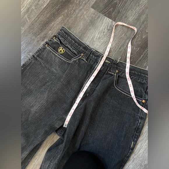 Eight 732 vintage denim embroidered baggy Y2K jeans gold blue oversized fit 36 - Picture 5 of 10